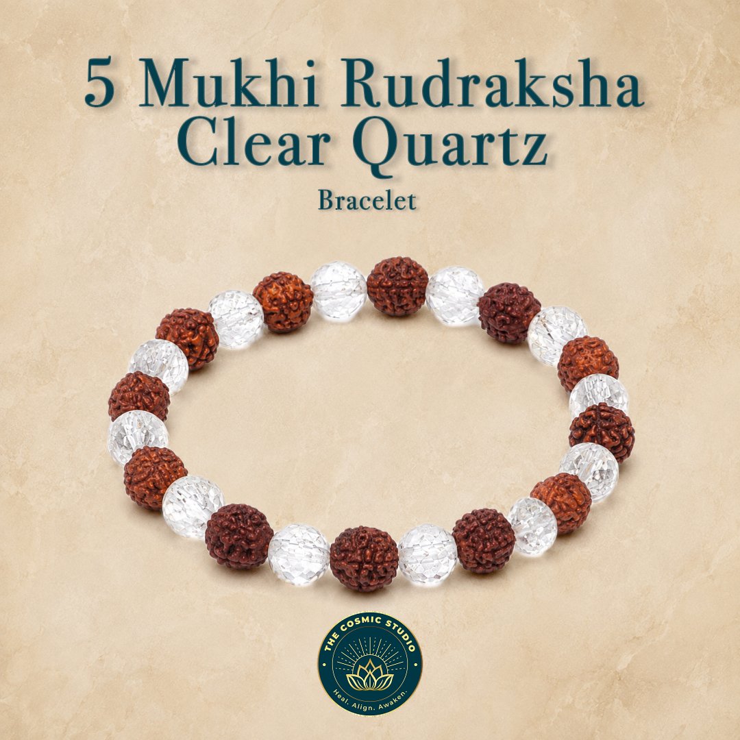 5 Mukhi With Clear Quartz Rudraksha