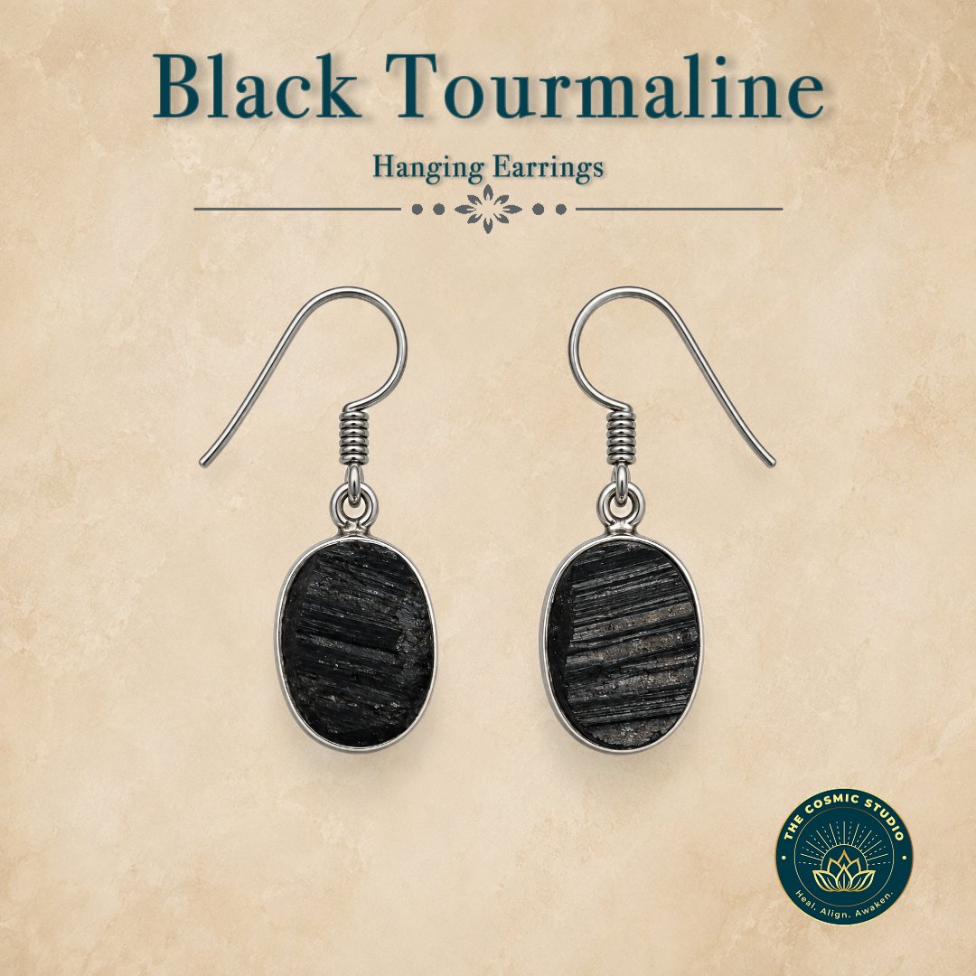Black Tourmaline Hanging Earrings