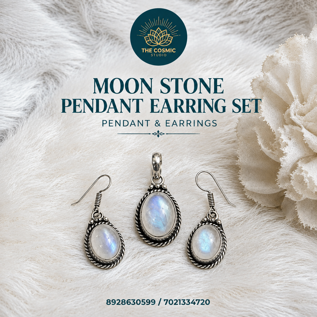 Moonstone Pendant Earring Set