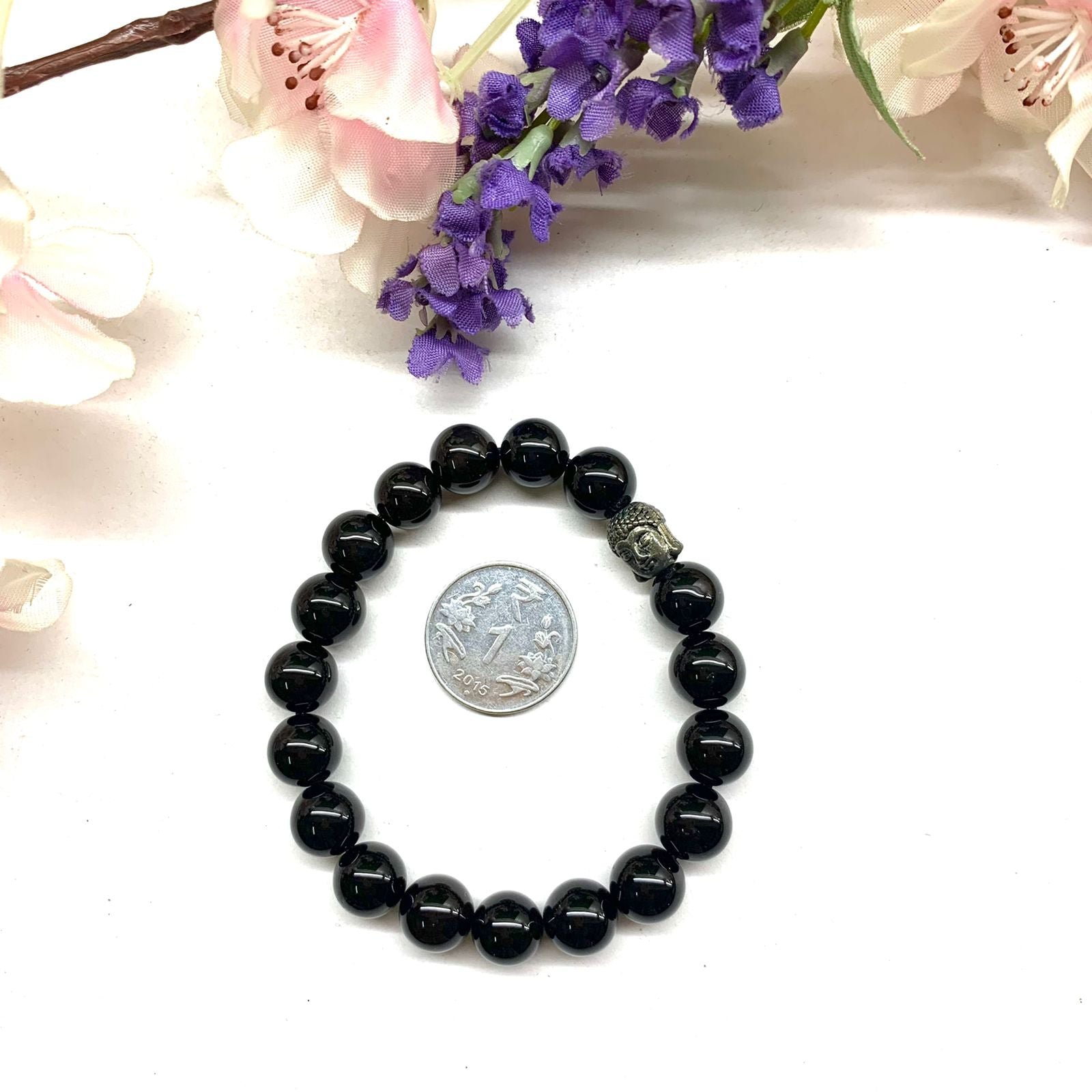Black Onyx Round Bead Bracelet (Inner Strength)