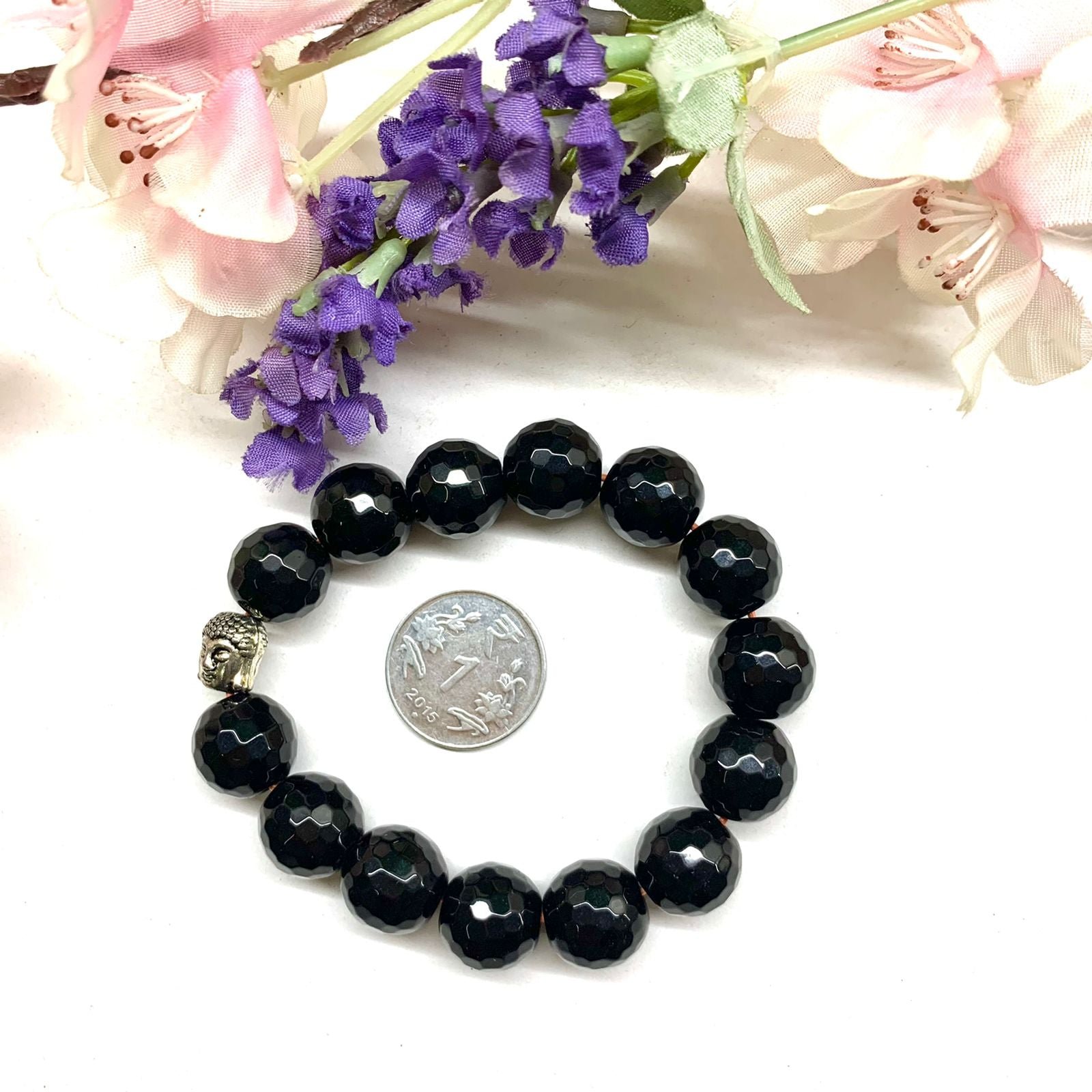 Black Onyx Round Bead Bracelet (Inner Strength)