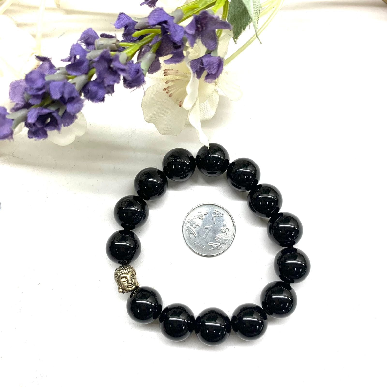 Black Onyx Round Bead Bracelet (Inner Strength)