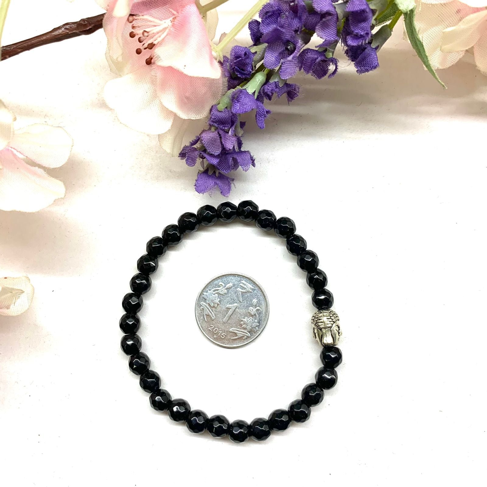 Black Onyx Round Bead Bracelet (Inner Strength)