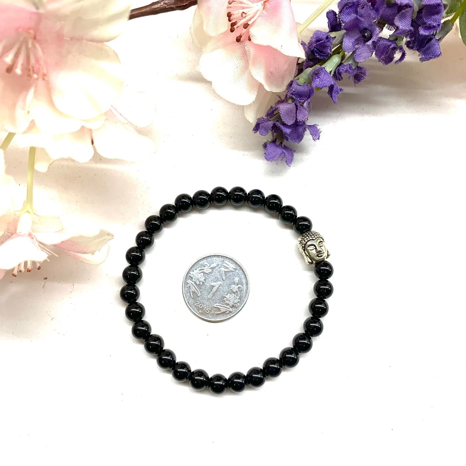 Black Onyx Round Bead Bracelet (Inner Strength)