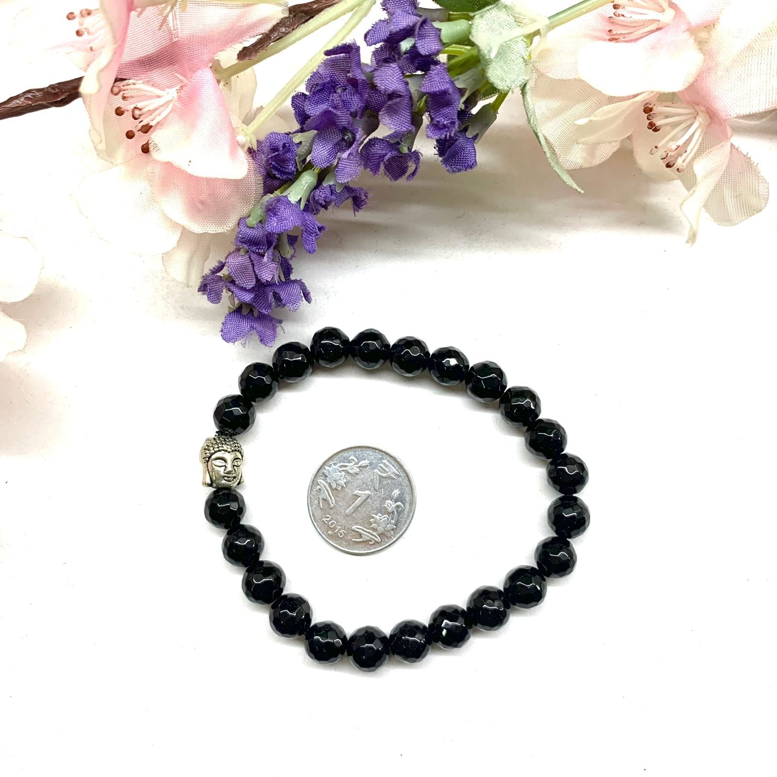 Black Onyx Round Bead Bracelet (Inner Strength)